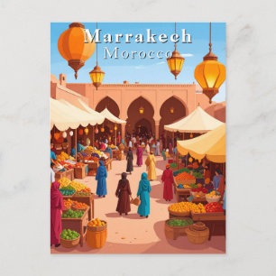 Marrakech Morocco Moroccan Souk and Market Travel Postcard