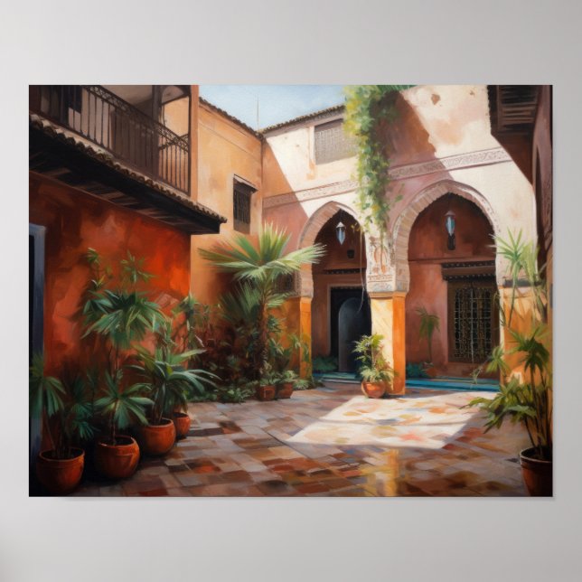 Marrakech Riad Morocco Painting Art Print Poster (Front)