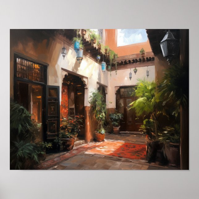 Marrakech Riad Morocco Painting Art Print Poster (Front)
