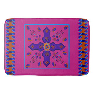 Marrakesh Arabesque inspired border eggs bright Bath Mat