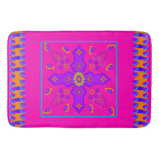 Marrakesh Arabesque inspired rope eggs bright Bath Mat
