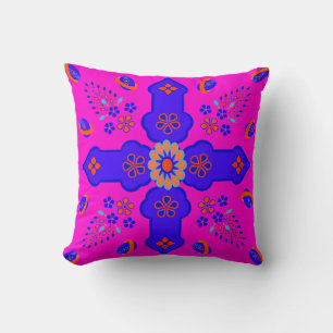 Marrakesh Arabesque inspired w/ ribbon eggs bright Throw Pillow
