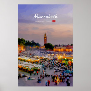Marrakesh, Morocco - Jemaa el Fnaa Square Poster