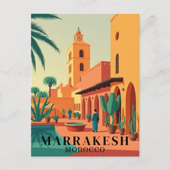 Marrakesh Morocco Vintage Travel  Postcard (Front)