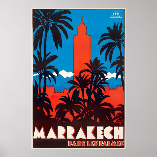 Marrakesh Print Moroccan Art Morocco Travel Poster (Front)
