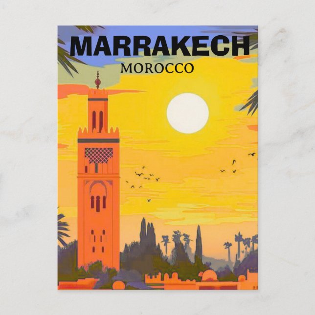 Marrakesh Travel Postcard Art, Morocco Travel Post (Front)