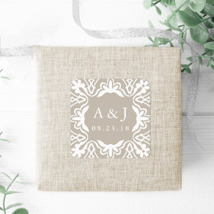 Marrakesh Wedding Monogram Stickers Linen Greige