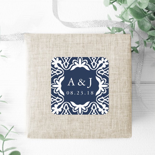 Marrakesh Wedding Monogram Stickers | Navy (Creator Uploaded)