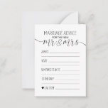 Marriage Advice Card For The New Mr And Mrs<br><div class="desc">Simple,  elegant and classic. Keep it simple with black and white design,  guaranteed to compliment any color scheme. Marriage advice card for wedding day fun and games.</div>