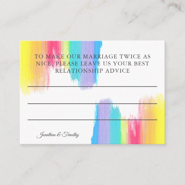 Marriage Advice Elegant Modern Rainbow Wedding Enclosure Card (Front)