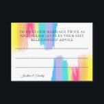 Marriage Advice Elegant Modern Rainbow Wedding Enclosure Card<br><div class="desc">Beautiful rainbow marriage advice card for your wedding reception with pretty,  artistic paint strokes full of bright color. These colorful budget cards are perfect for an artistic couple or a gay and lesbian wedding. The cheerful card has a matching backside.</div>