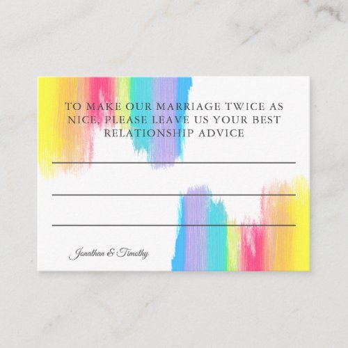 Marriage Advice Elegant Modern Rainbow Wedding Enclosure Card