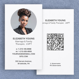 Marriage And Family Therapist Coach Photo and QR Business Card