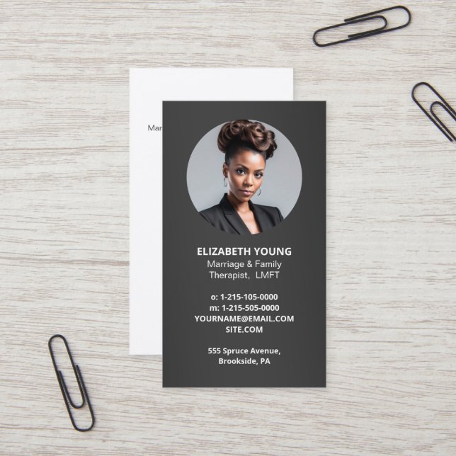 Marriage And Family Therapist Photo and QR Business Card (Front/Back In Situ)