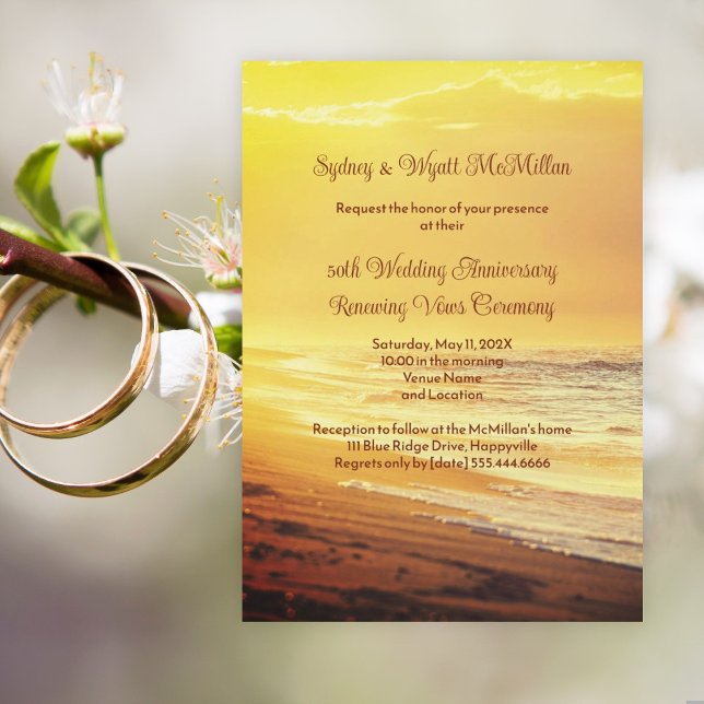Marriage Anniversary Celebration Beach Sunrise Invitation (Creator Uploaded)