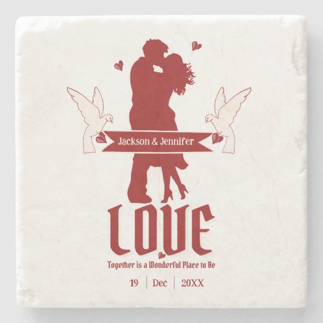 Marriage Anniversary Customizable Stone Coaster (Front)