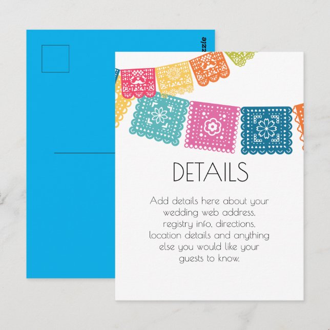 Marriage - Boda - Wedding Papel Picado Details Postcard (Front/Back)