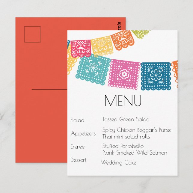 Marriage - Boda - Wedding Papel Picado RSVP Postcard (Front/Back)