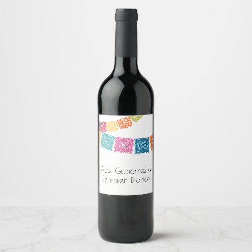 Marriage _ Boda _ Wedding Papel Picado  Wine Label