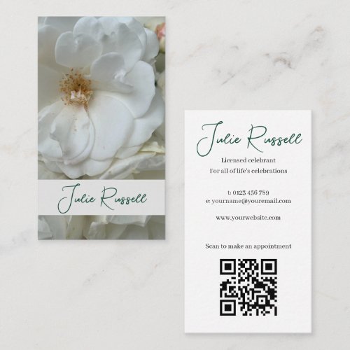 Marriage Celebrant Simple White Floral Business Card