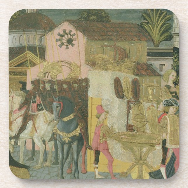 Marriage ceremony painted on cassone panel, Floren Beverage Coaster (Front)