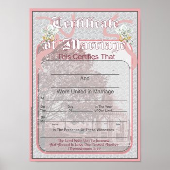Marriage Certificate Classic Design Poster by Churchsupplies at Zazzle