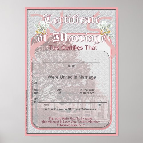 Marriage Certificate Classic Design Poster