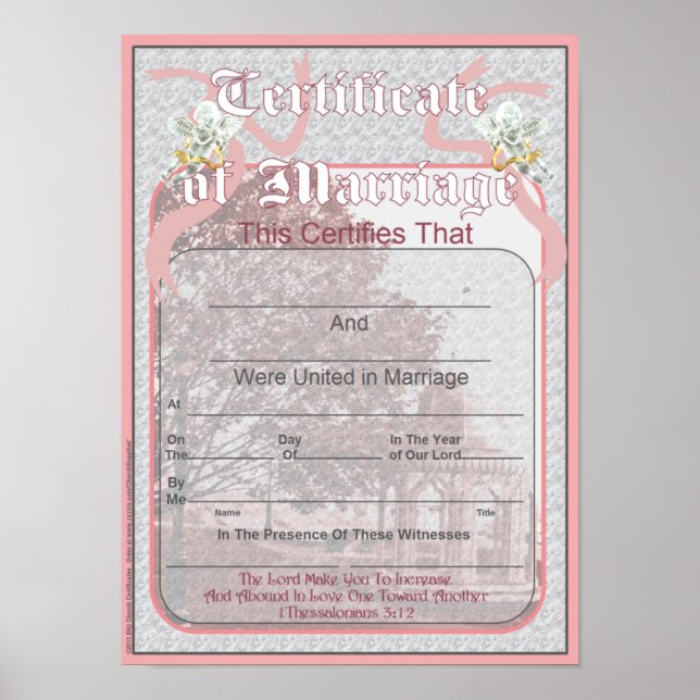 Marriage Certificate Classic Design Poster (Front)