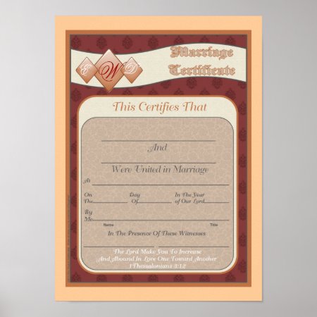 Marriage Certificate (monogramdesign) Poster
