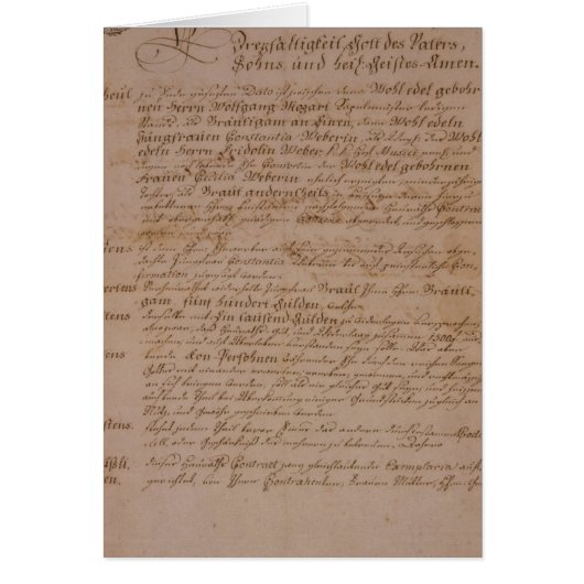 Marriage certificate of Wolfgang,Mozart and Weber (Front)