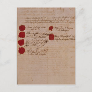 Marriage certificate of Wolfgang,Mozart and Weber Postcard