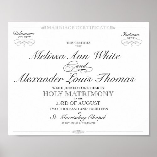 Marriage Certificate Poster