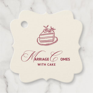 Marriage Comes With Cake Beige And Maroon Seals Favor Tags
