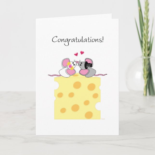 Marriage Congratulations Cute Bride and Groom Mice Card (Front)