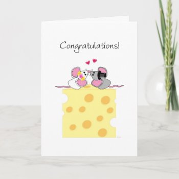 Marriage Congratulations Cute Bride And Groom Mice Card by PamJArts at Zazzle