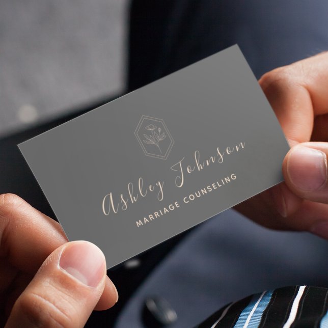 Marriage Counseling Psychotherapist Gray Bohemian Business Card (Creator Uploaded)