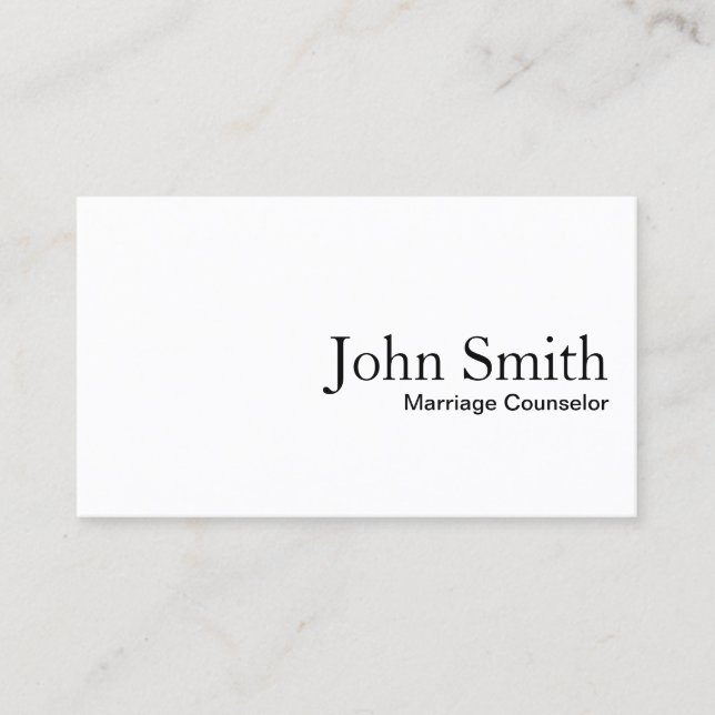 Marriage Counselor Minimalist Business Card (Front)