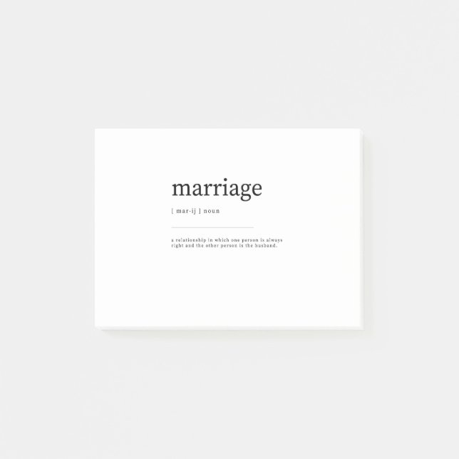 Marriage Definition Dictionary Art Print Quotes Post-it Notes (Front)