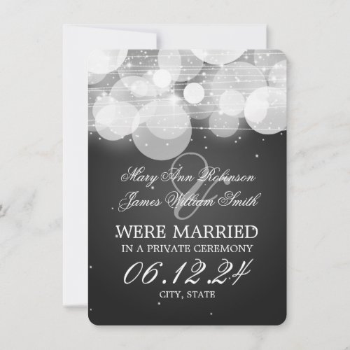 Marriage Elopement Glow &amp; Sparkle Black Personalized Announcements