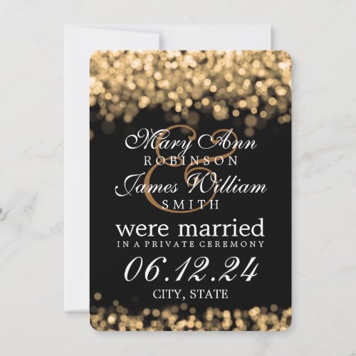 Marriage / Elopement Gold Lights Invitations
