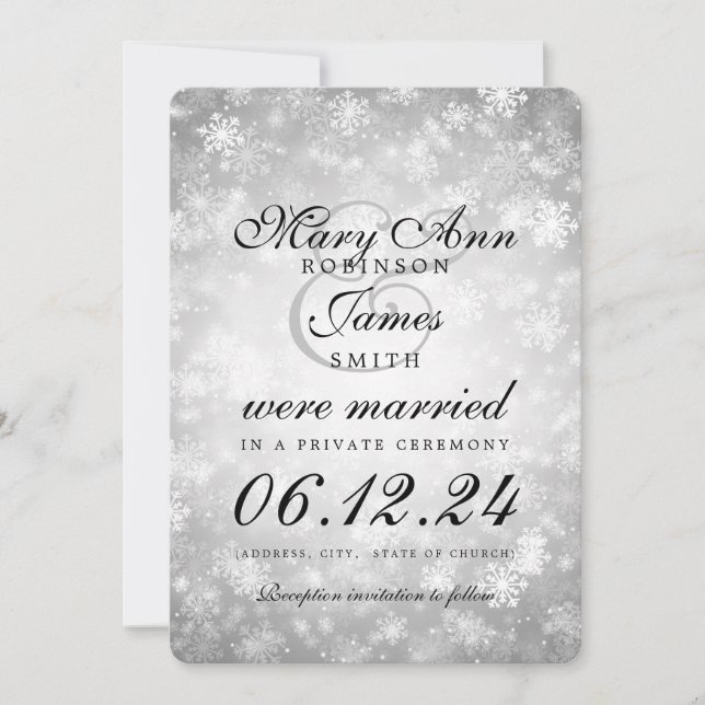 Marriage / Elopement Silver Winter Wonderland Invitation (Front)