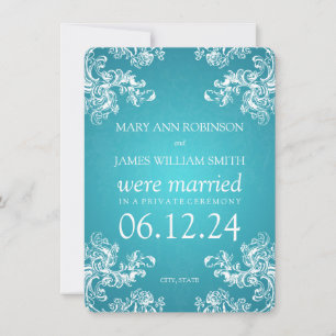 Marriage Elopement Vintage Swirls 2 Turquoise Announcement