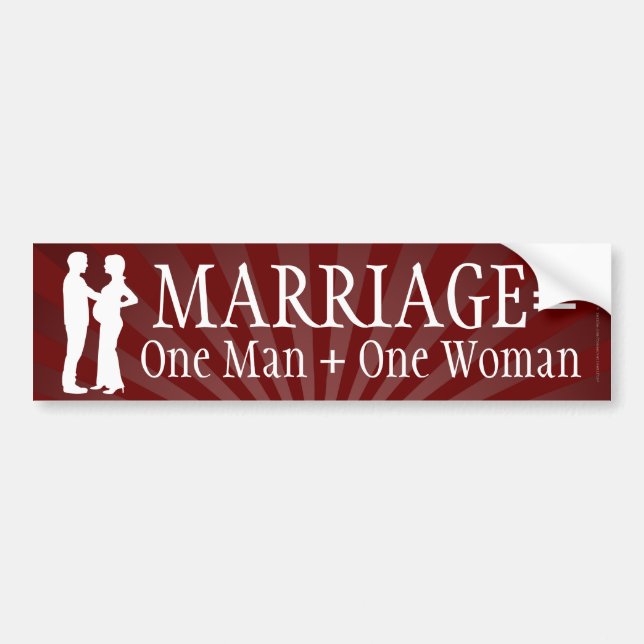 Marriage Equals One Man + One Woman Bumper Sticker (Front)