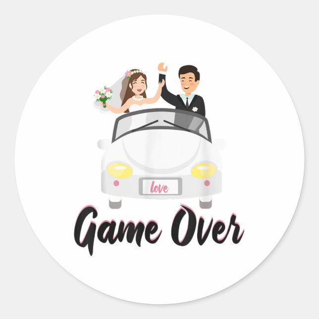Marriage Game Over Wedding Proposal Engagement Bri Classic Round Sticker (Front)