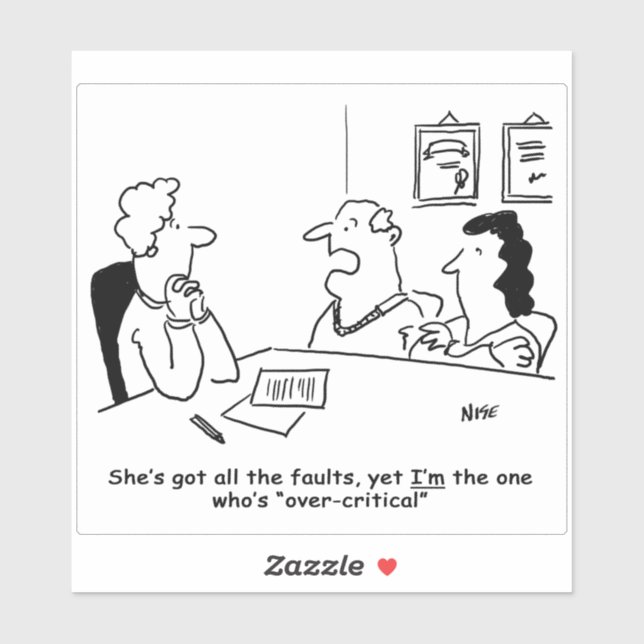 Marriage Guidance - Wife has the Faults  Cartoon. Sticker (Sheet)
