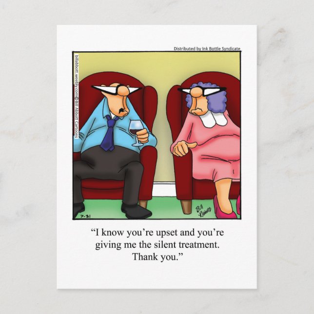 Marriage Humor "Silent Treatment" Postcard (Front)