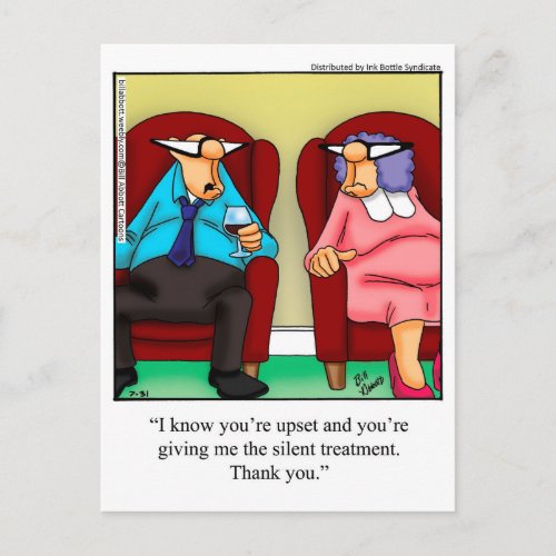 Marriage Humor Silent Treatment Postcard