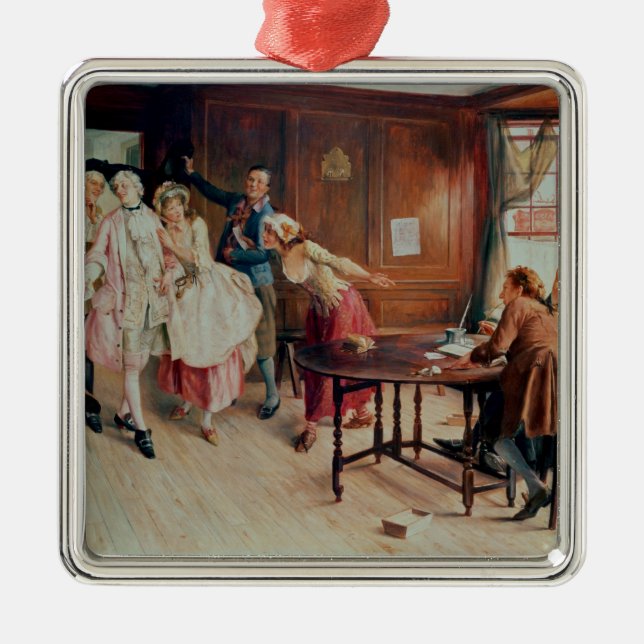 Marriage in Fleet Street, 1898 (oil on canvas) Metal Ornament (Front)