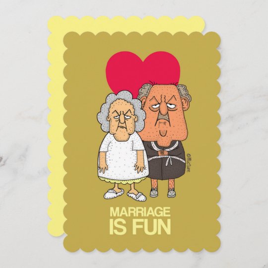 Marriage Is Fun Grumpy Old Couple Cartoon Brown Card