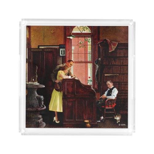 Marriage License by Norman Rockwell Acrylic Tray